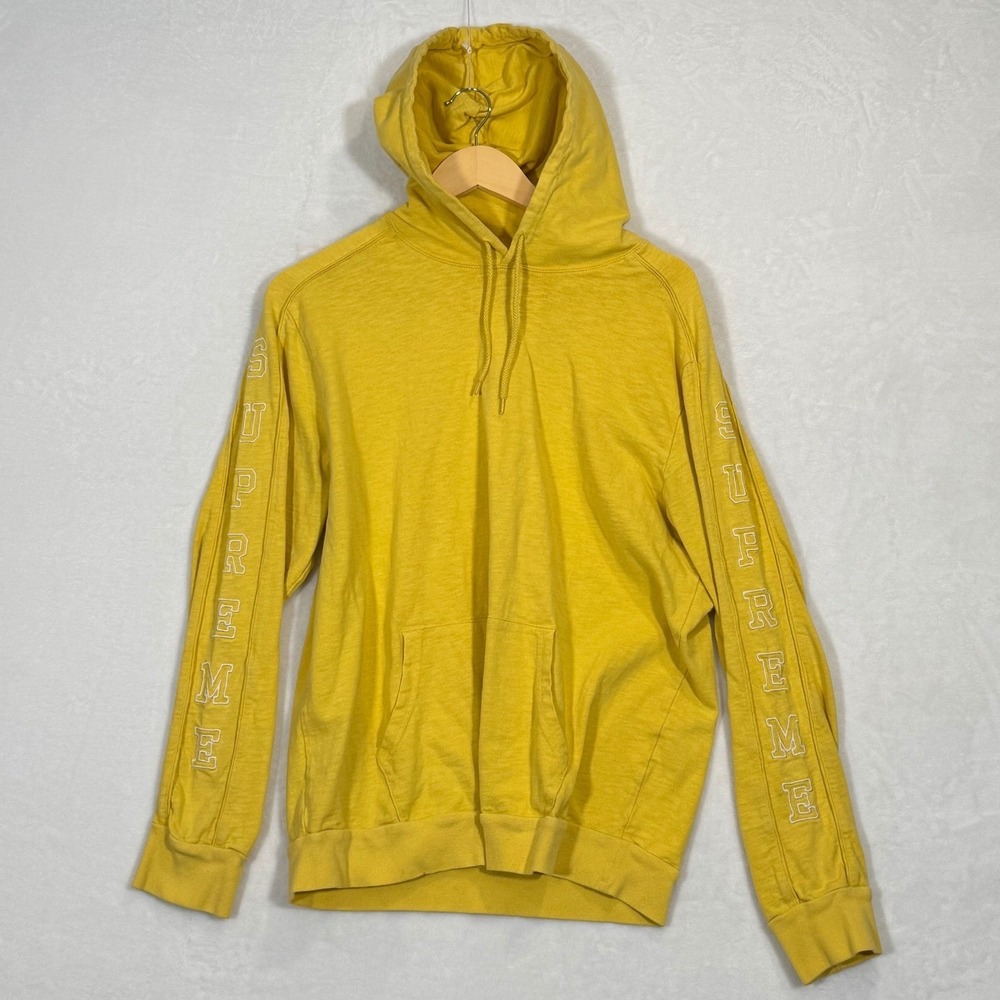 Supreme Yellow Sleeve Logo Hoodie Large